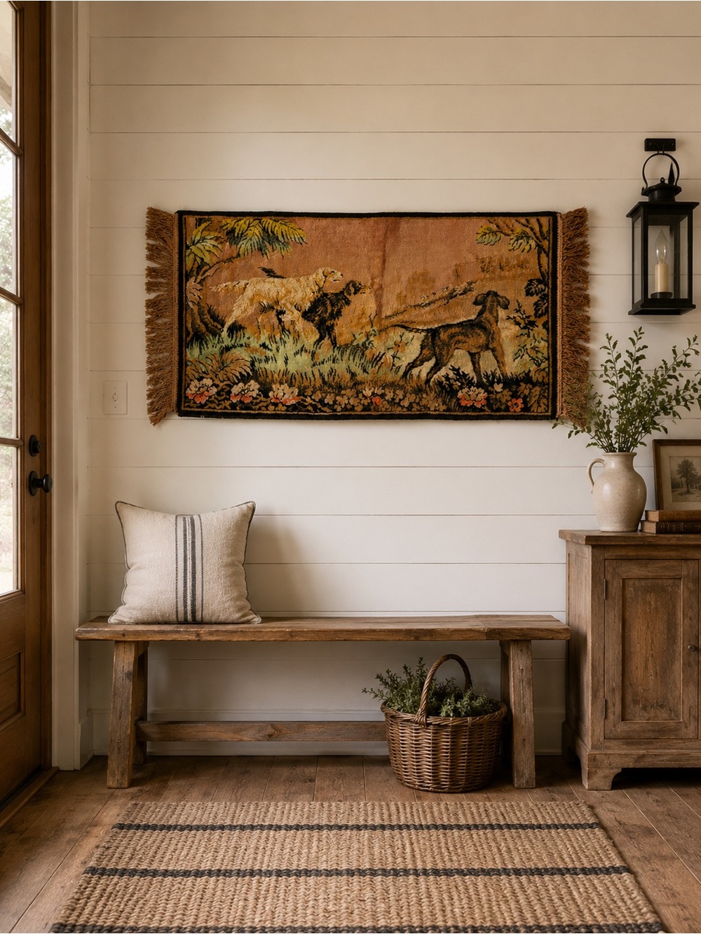 Vintage Hunting Dogs Tapestry Wall Hanging Art Carpet Rug English Country Decor